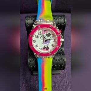 Disney Minnie Mouse Pink and Rainbow Watch